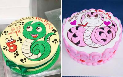 Bánh sinh nhật hình con rắn đẹp lạ - ngộ nghĩnh