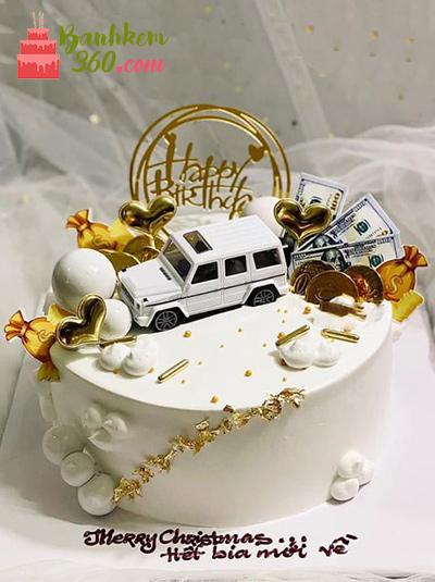 Bánh sinh nhật ô tô - Siêu xe trắng