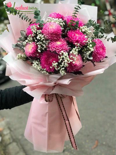Bó hoa cúc mẫu đơn hồng - Bờ vai ấm áp