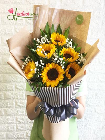 Bó hoa hướng dương phối hợp baby Hà Lan