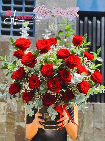 Hộp hoa hồng Ecuador - Tình đỏ xinh
