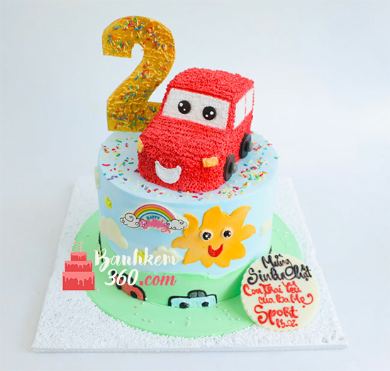 Bánh sinh nhật ô tô dành cho bé trai 2 tuổi