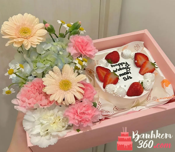 mẫu hoa tươi và bánh kem đẹp tại cửa hàng quận 1