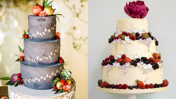Bánh kem đám cưới trang trí bằng hoa quả ngọt ngào