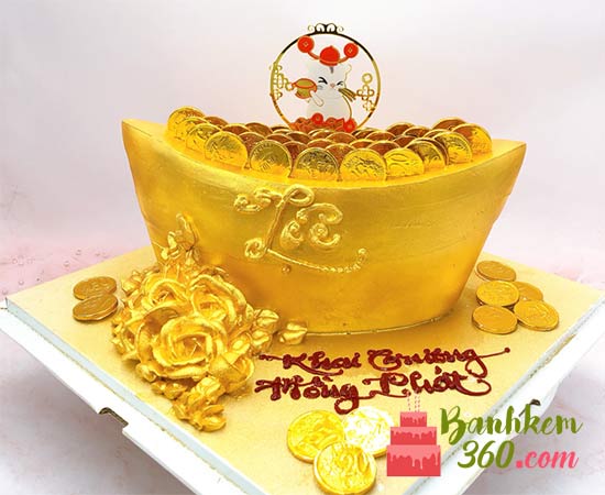 Bánh kem hủ vàng là biểu tượng của sự may mắn, tài lộc và thịnh vượng