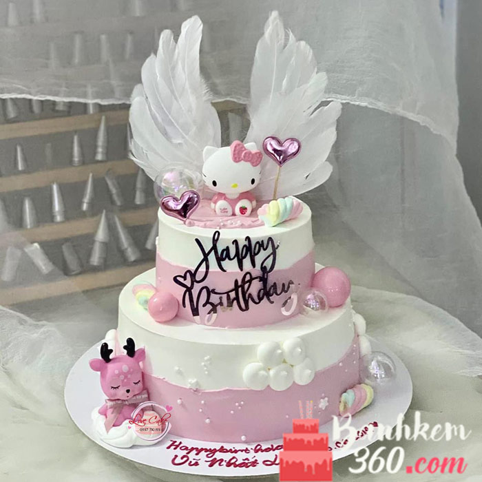 bánh sinh nhật hello kitty 2 tầng sang trọng