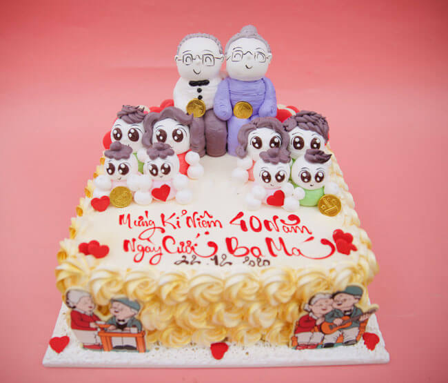 Bánh kem kỷ niệm ngày cưới dành tặng ba mẹ MS 2D-0158 - Tiệm Bánh Chon Chon