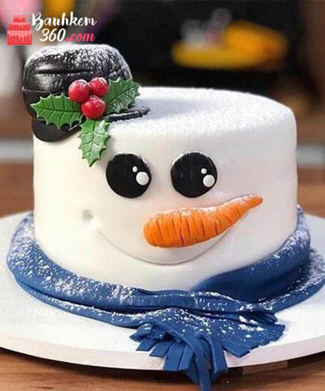 Bánh sinh nhật noel tạo hình người tuyết theo yêu cầu
