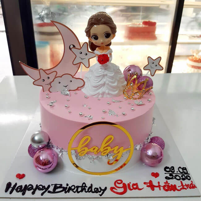 Bánh kem sinh nhật 1 tầng tạo hình công chúa