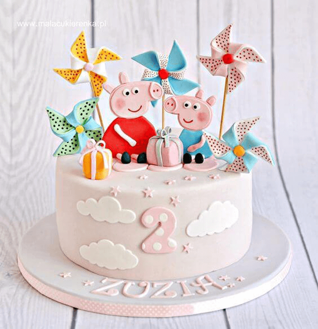 Bánh sinh nhật hình lợn cute màu hồng đáng yêu hết nấc