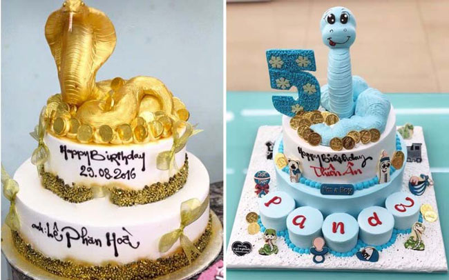 Bánh sinh nhật con rắn 2 tầng