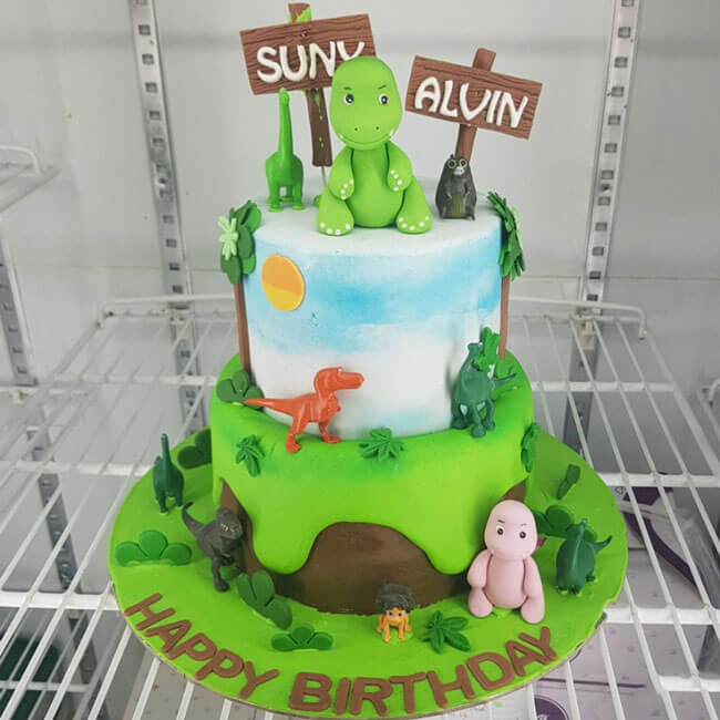 Mẫu bánh sinh nhật khủng long phù hợp với mọi bữa tiệc dành cho trẻ nhỏ