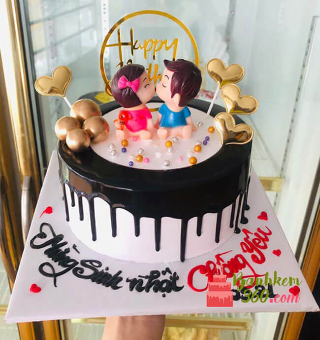 Bánh sinh nhật phong cách Hàn Quốc đẹp nhẹ nhàng tặng vợ, chồng ấn tượng  9513 - Bánh sinh nhật, kỷ niệm