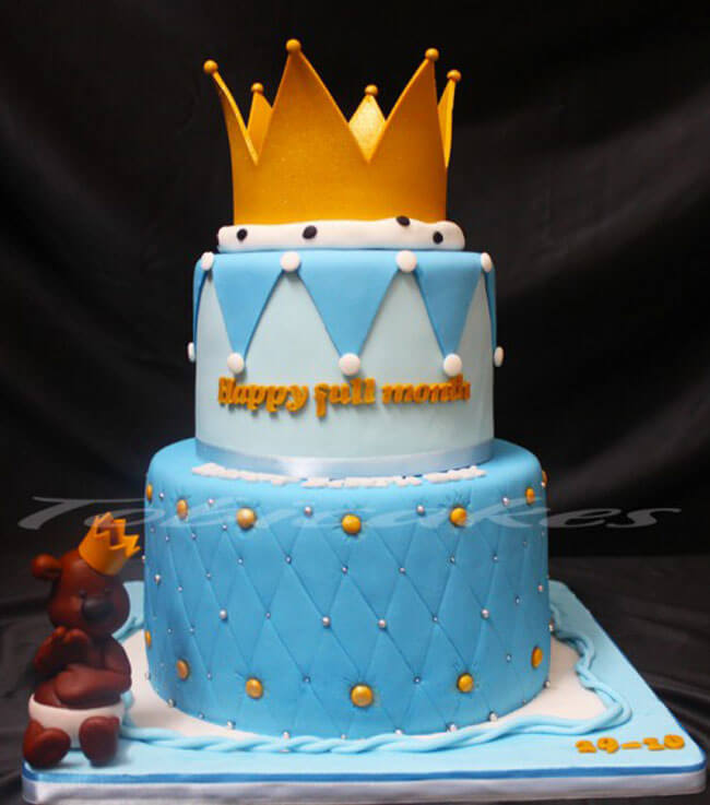 Bánh sinh nhật vương miện hoàng tử - bé trai 2 tầng