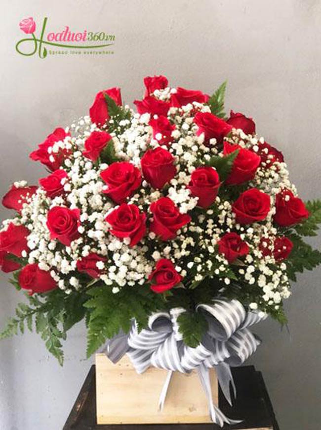 giỏ hoa hồng đẹp-tiệm hoa tươi Nguyễn Thị Minh Khai