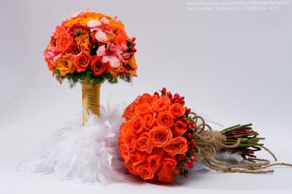 Hoa hồng cam biểu tượng hạnh phúc vì thế hoa được dùng trong ngày cưới
